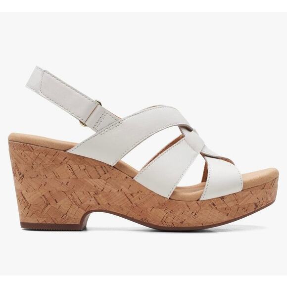 Clarks Women White Giselle Beach Wedge Sandal, Size 11 - Picture 2 of 11